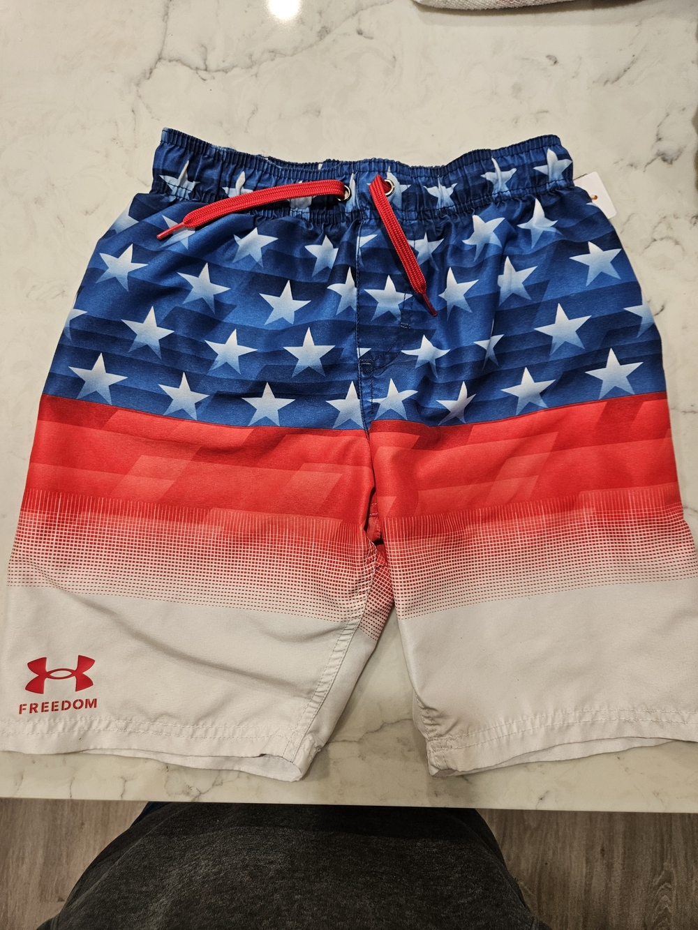 Under Armour Boy's Freedom Americana Swim Shorts - Blue/Red/White